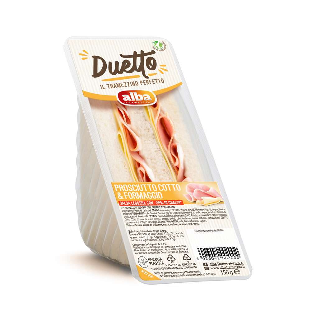 Cooked ham and cheese